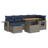 vidaXL 7-delige Loungeset met kussens poly rattan zwart