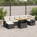 vidaXL 8-Piece Lounge Set with Cushions Poly Rattan Black
