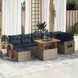 vidaXL 8-delige Loungeset met kussens poly rattan zwart