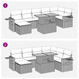 vidaXL 8-delige Loungeset met kussens poly rattan zwart