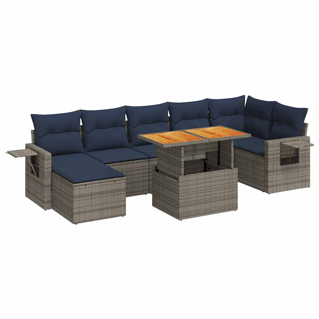 vidaXL 8-delige Loungeset met kussens poly rattan zwart