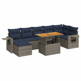 vidaXL 8-delige Loungeset met kussens poly rattan zwart