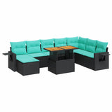 vidaXL 9-piece Lounge Set with Cushions Poly Rattan Grey
