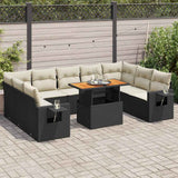 vidaXL 10-Piece Lounge Set with Cushions Poly Rattan Black