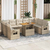 vidaXL 10-Piece Lounge Set with Cushions Poly Rattan Black