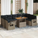 vidaXL 10-delige Loungeset met kussens poly rattan zwart