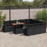 vidaXL 11-delige Loungeset met kussens poly rattan zwart