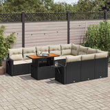 vidaXL 11-delige Loungeset met kussens poly rattan zwart
