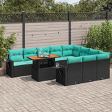 vidaXL 11-delige Loungeset met kussens poly rattan zwart