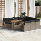 vidaXL 11-delige Loungeset met kussens poly rattan zwart