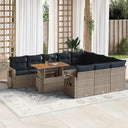 vidaXL 11-delige Loungeset met kussens poly rattan zwart