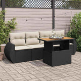 vidaXL 5-piece Lounge Set with Cushions Poly Rattan Black