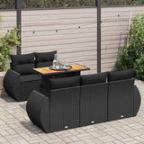 vidaXL 6-delige Loungeset met kussens poly rattan zwart