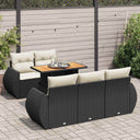vidaXL 6-delige Loungeset met kussens poly rattan zwart
