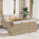 vidaXL 6-delige Loungeset met kussens poly rattan zwart