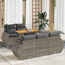 vidaXL 6-delige Loungeset met kussens poly rattan zwart