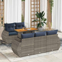 vidaXL 6-delige Loungeset met kussens poly rattan zwart
