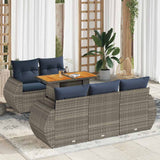 vidaXL 6-delige Loungeset met kussens poly rattan zwart