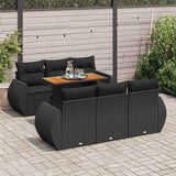 vidaXL 7-Piece Lounge Set with Cushions Poly Rattan Black