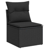 vidaXL 7-Piece Lounge Set with Cushions Poly Rattan Black