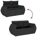 vidaXL 7-Piece Lounge Set with Cushions Poly Rattan Black