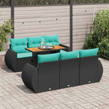 vidaXL 7-Piece Lounge Set with Cushions Poly Rattan Black