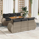 vidaXL 7-Piece Lounge Set with Cushions Poly Rattan Black