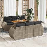 vidaXL 7-Piece Lounge Set with Cushions Poly Rattan Black