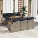 vidaXL 7-Piece Lounge Set with Cushions Poly Rattan Black