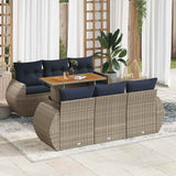 vidaXL 7-Piece Lounge Set with Cushions Poly Rattan Black