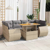 vidaXL 7-delige Loungeset met kussens poly rattan zwart