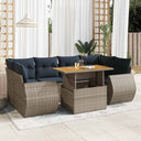 vidaXL 7-delige Loungeset met kussens poly rattan zwart