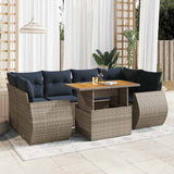 vidaXL 7-delige Loungeset met kussens poly rattan zwart