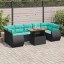 vidaXL 8-delige Loungeset met kussens poly rattan grijs
