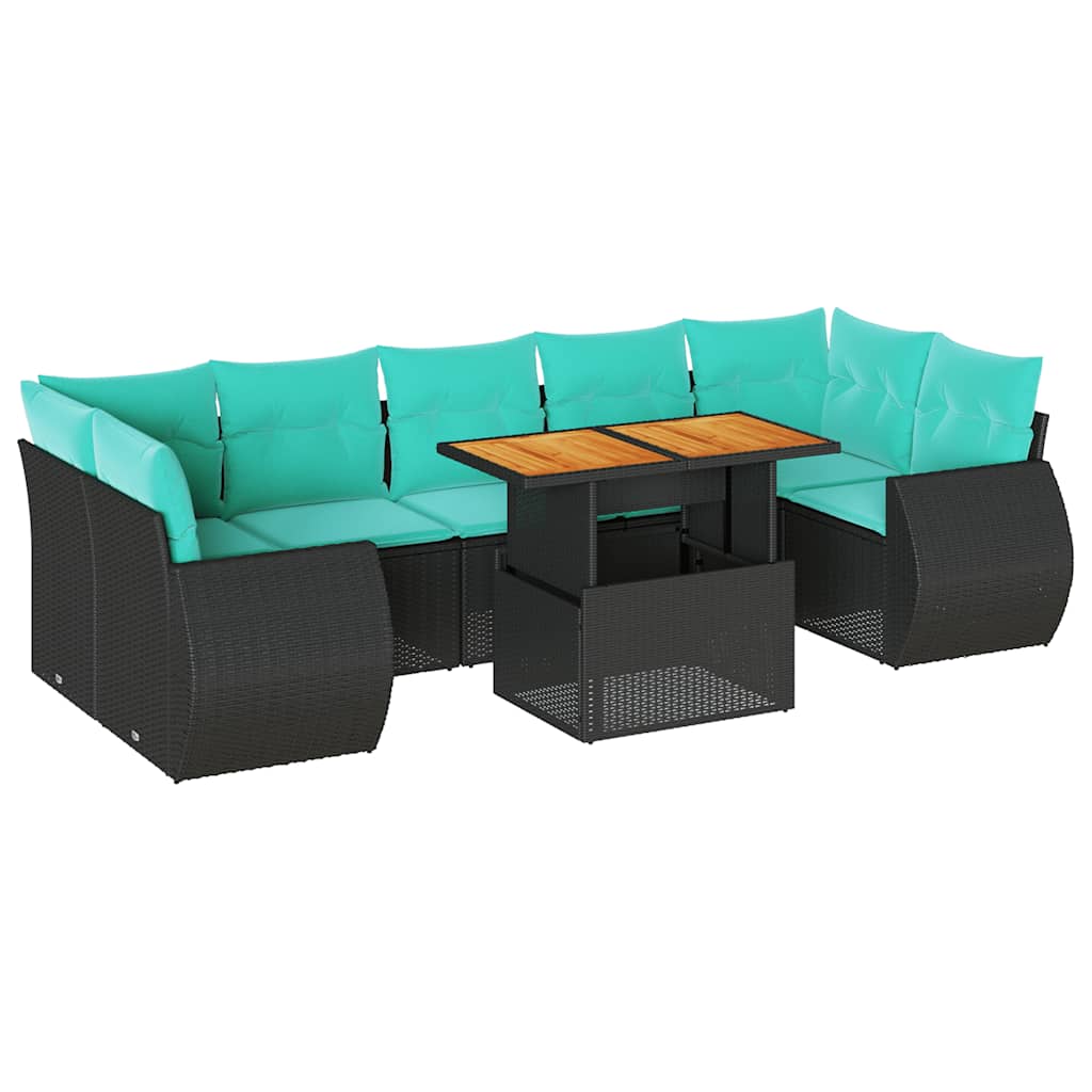 vidaXL 8-delige Loungeset met kussens poly rattan grijs