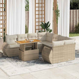 vidaXL 9-delige Loungeset met kussens poly rattan zwart