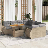 vidaXL 9-delige Loungeset met kussens poly rattan zwart