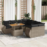 vidaXL 9-delige Loungeset met kussens poly rattan zwart