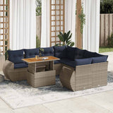 vidaXL 9-piece Poly Rattan Lounge Set with Cushions Black