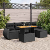vidaXL 6-Piece Lounge Set with Cushions Poly Rattan Black
