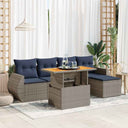 vidaXL 6-delige Loungeset met kussens poly rattan zwart