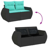 vidaXL 5-delige Loungeset met kussens poly rattan zwart