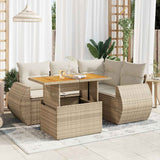 vidaXL 5-delige Loungeset met kussens poly rattan zwart