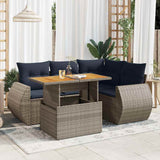 vidaXL 5-delige Loungeset met kussens poly rattan zwart
