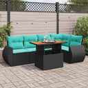 vidaXL 6-Piece Lounge Set with Cushions Poly Rattan Black