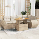 vidaXL 6-delige Loungeset met kussens poly rattan zwart