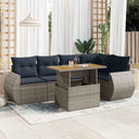 vidaXL 6-Piece Lounge Set with Cushions Poly Rattan Black
