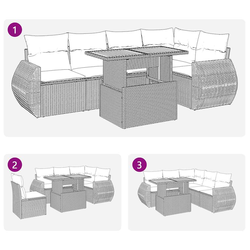 vidaXL 6-Piece Lounge Set with Cushions Poly Rattan Black