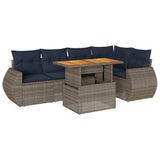 vidaXL 6-Piece Lounge Set with Cushions Poly Rattan Black