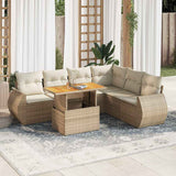 vidaXL 7-delige Loungeset met kussens poly rattan zwart
